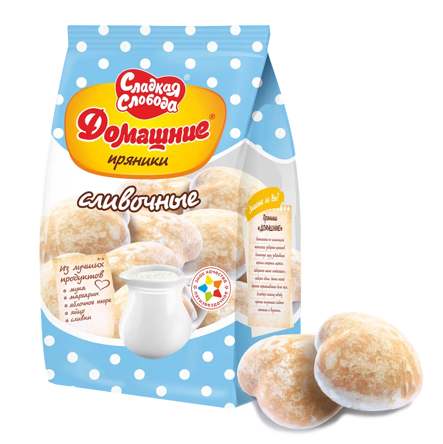 Пряники Домашние сливочные  глазир. 350г Сл.Слобода