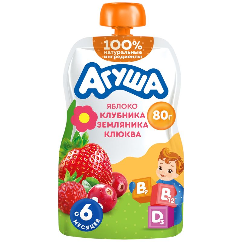 Агуша  пюреФр 80г ЯблКлуЗемлКлюк