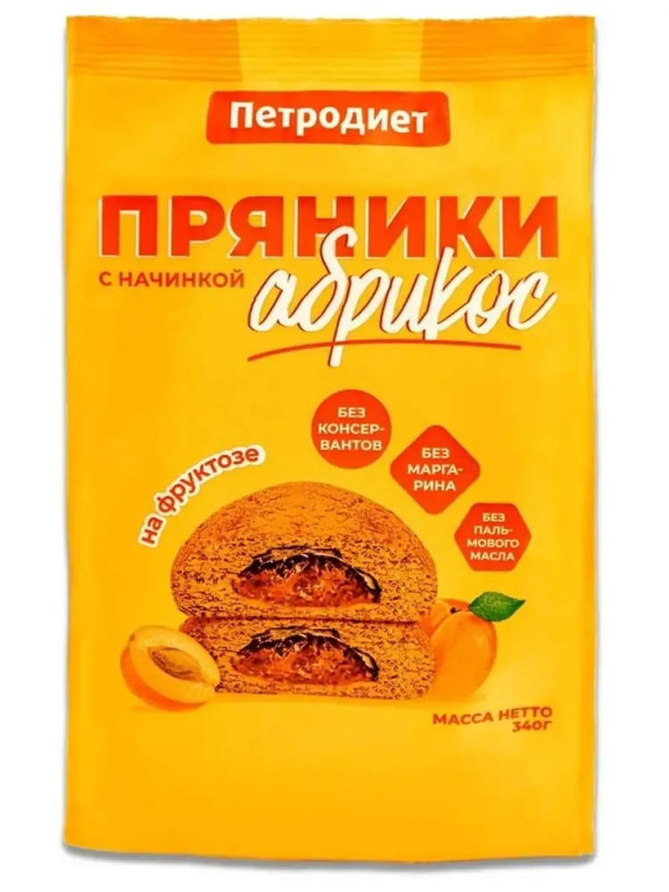 Пряники Петродиет Абрикос на фруктозе 340г