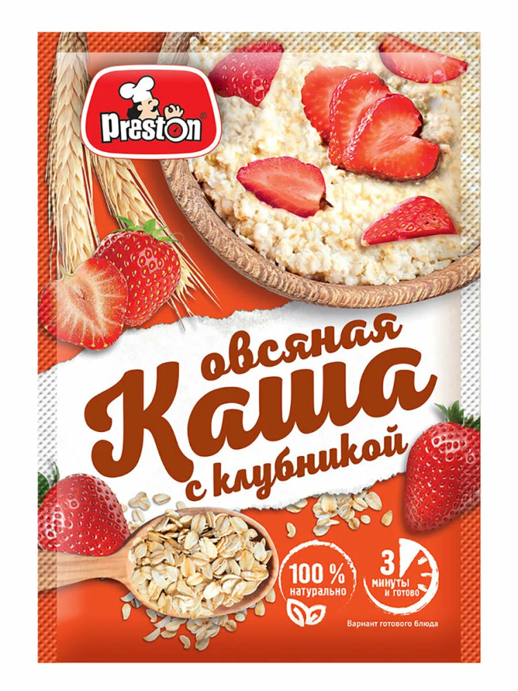 Каша овсяная нтв с клубникой 37г (20) Preston