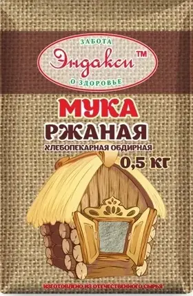 Мука ржаная хлебопек.обдирная 500г(10) Эндакси 10%
