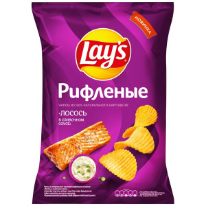 Чипсы Лейз рифл. лосось в сливочном соусе 140г