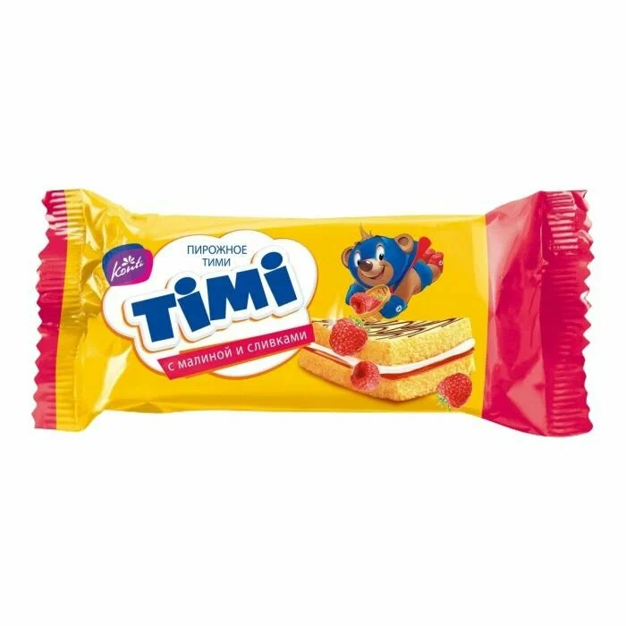 Пирожное Тими с малиной и сливками 33г