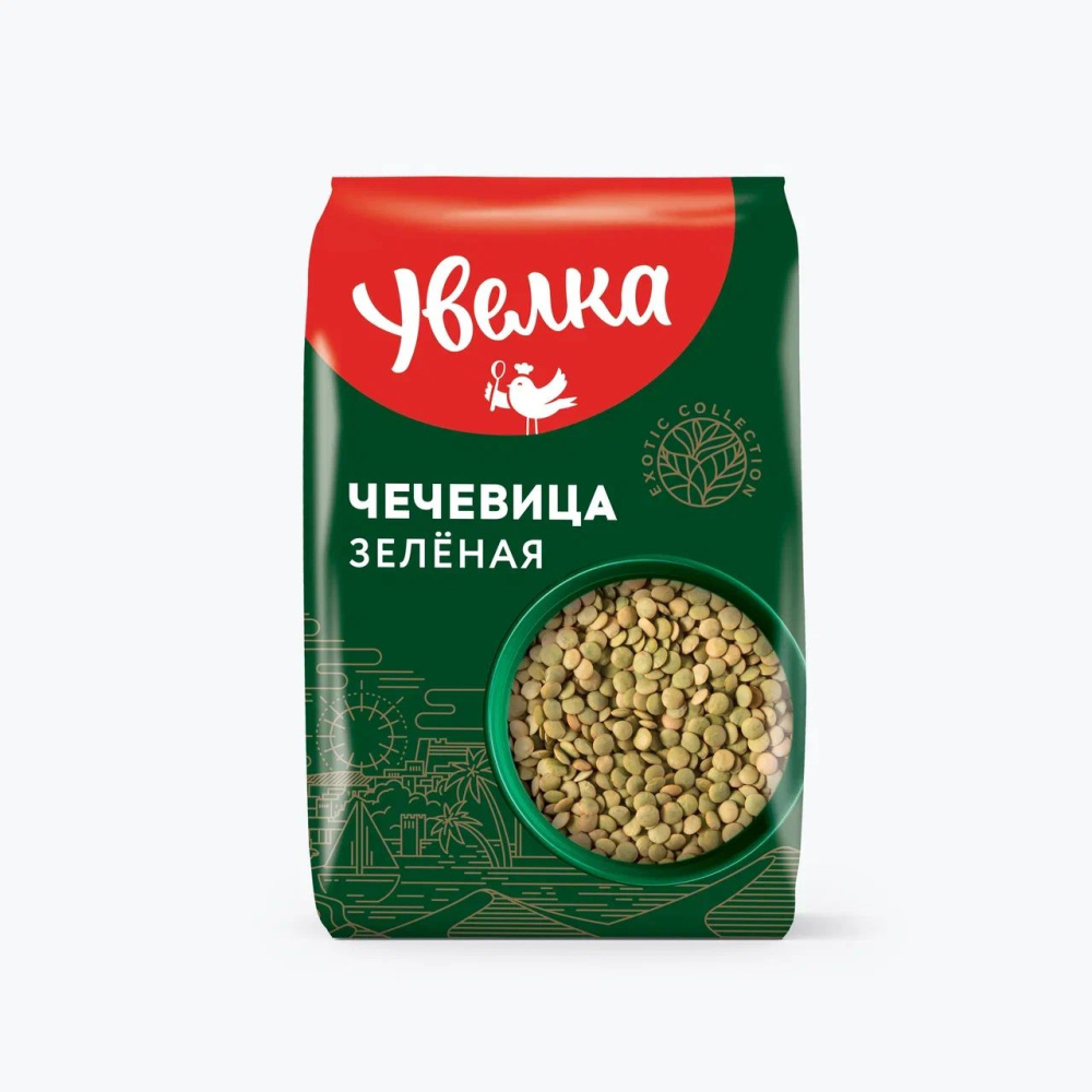 Крупа Чечевица зеленая 450г Увелка
