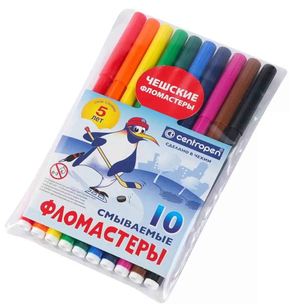 Фломастеры 10цв Centropen Пингвины классические 7790/10Р