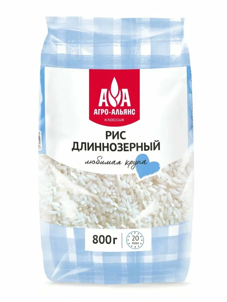 Крупа Рис длиннозерный 800г Агро-Альянс