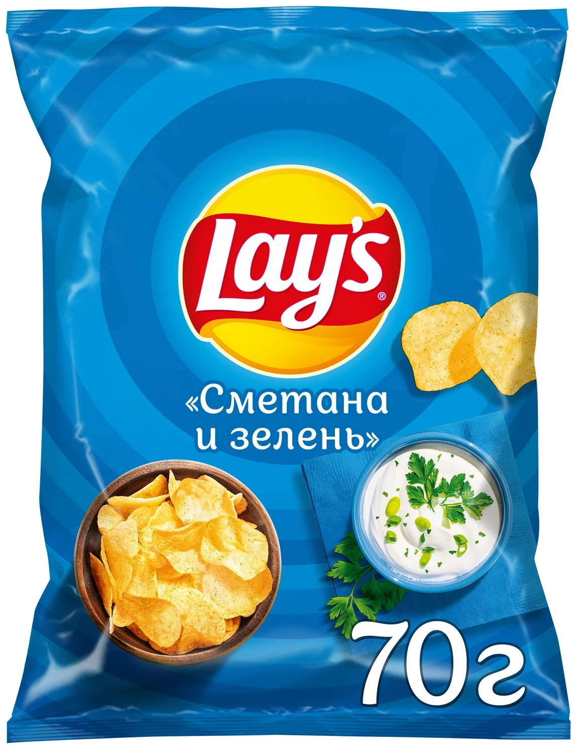 Чипсы Лейз сметана зелень 70г