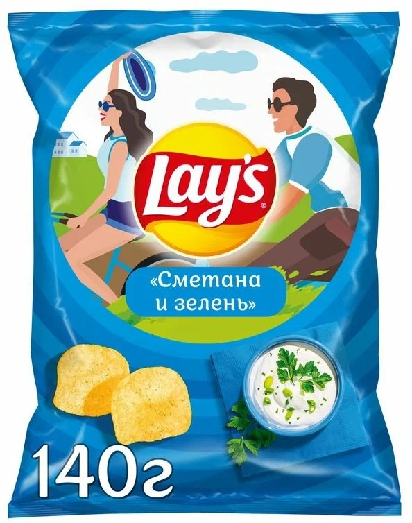 Чипсы Лейз сметана зелень 140г