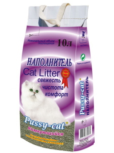 Наполнитель Комкующийся Pussy-Cat 10л фиолетовый пакет