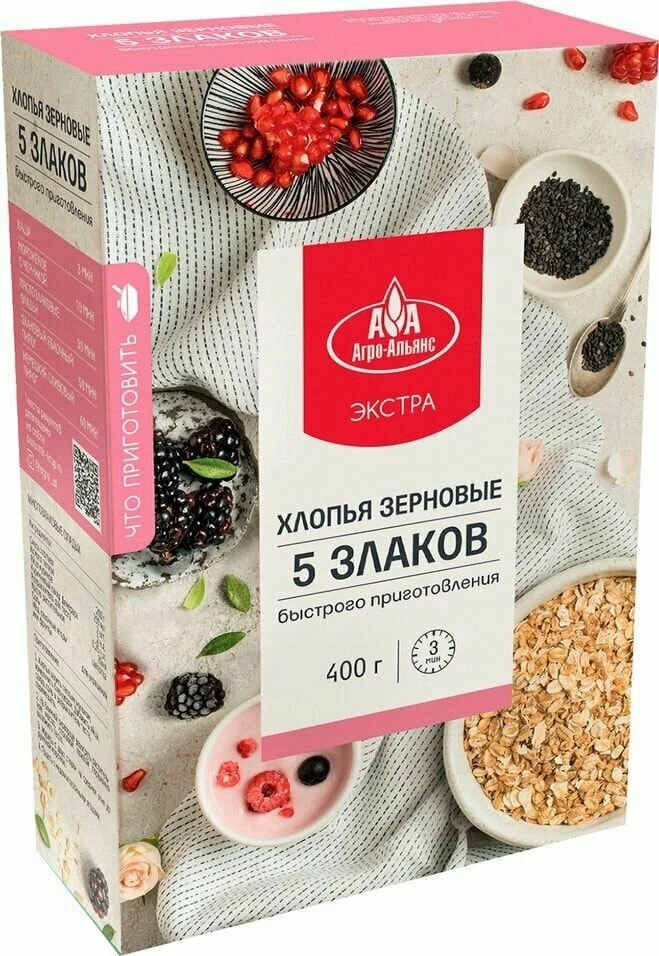 Хлопья 5 злаков 400г Агро-Альянс