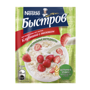 Каша Быстров Хлопья клубника с молоком 40г
