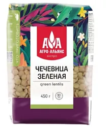 Крупа Чечевица зеленая Экстра 450г Агро-Альянс