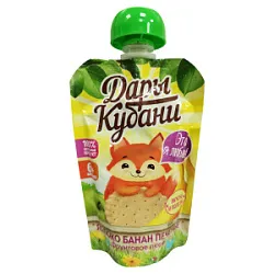 Пюре Дары Кубани фруктовое из яблок, бананов со вк. печенья  д/детей  0,09л дой-пак