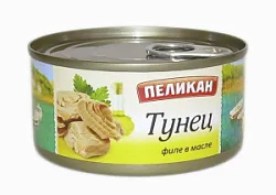 Консервы рыбные Тунец в масле филе 140г Пеликан