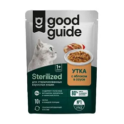 Корм для стерелизованных кошек утка с яблоками в соусе 75г Good guide 
