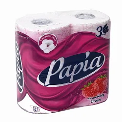 Туалетная бумага PAPIA 3-х сл. 8шт клубничная мечта