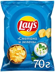 Чипсы Лейз сметана зелень 70г