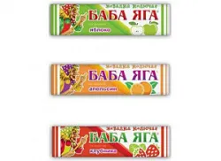 Жевательная конфета Баба Яга Бодо Бородо яблоко, кулубника 11г