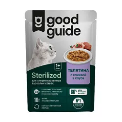 Корм для стерелизованных кошек телятина с клюквой в соусе 75г Good guide 