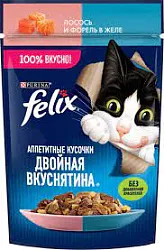 Корм для животных Феликс Двойная вкуснятина лосось/форель 75 г