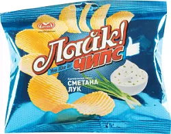 Чипсы хрустящие Лайк Чипс со вкусом сметаны и лука 40г Матяш