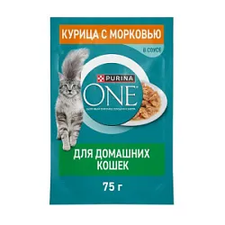 Корм для кошек ONE Домашняя Кошка Курица Морковь 75г