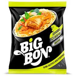 Лапша Курица+соус Карри BIGBON 75г пак
