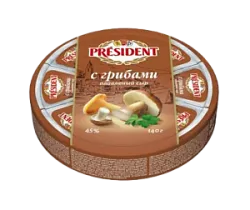 Сыр плав.Президент 8 долек 140 г с грибами 45% Лакталис БЗМЖ