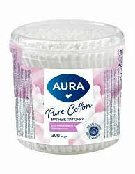 Палочки ватные AURA 200шт цилиндр