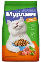 Корм для взрослых стерилизованных кошек и кастрированных котов Мурланч с курицей и овощами 800г