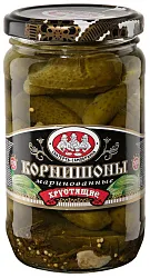 Консервы овощные Корнишоны маринованные хрустящие 370мл ст/б Скатерть-Самобранка