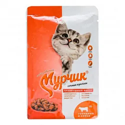 Корм для кошек Мурчик с говядиной в соусе 75г