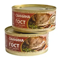 Консервы мясные Свинина тушеная По-русски 325г Дубки