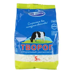 Творог натур. рассыпч. 5% 350гр Экомилк БЗМЖ