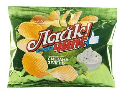 Чипсы хрустящие Лайк Чипс со вкусом сметаны и зелени 20г Матяш