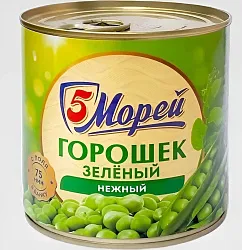 Консервы овощные Горошек зеленый в/с 400г 5 Морей
