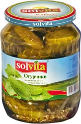 Консервы овощные Огурчики Solvita мар.делик.(6-9см) 680г ст/б