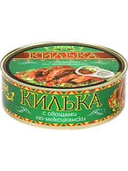 Консервы рыбные Килька каспийская с овощами в томатном соусе по-мексикански 240г Laatsa