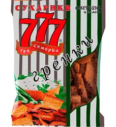 Гренки 777 со вкусом сметаны и зелени 150г Источник