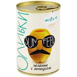 Консервы овощные Оливки зел. с анчоусом б/к 300г Sunfeel