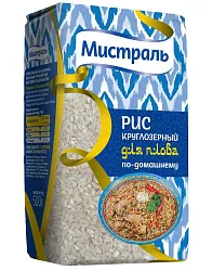 Крупа Рис Мистраль круглозерный для плова по-домашнему 500г Мистраль