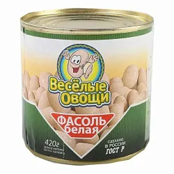 Консервы овощные Фасоль белая Веселые овощи в т/с 425г ГОСТ ж/б
