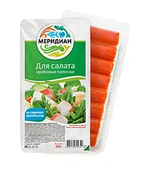 Крабовые палочки для салата охлажденные 200г Меридиан